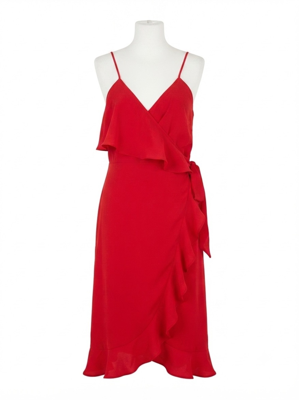 Donna Mizani Revolve Red Kate Ruffle Midi Dress Size S NWT